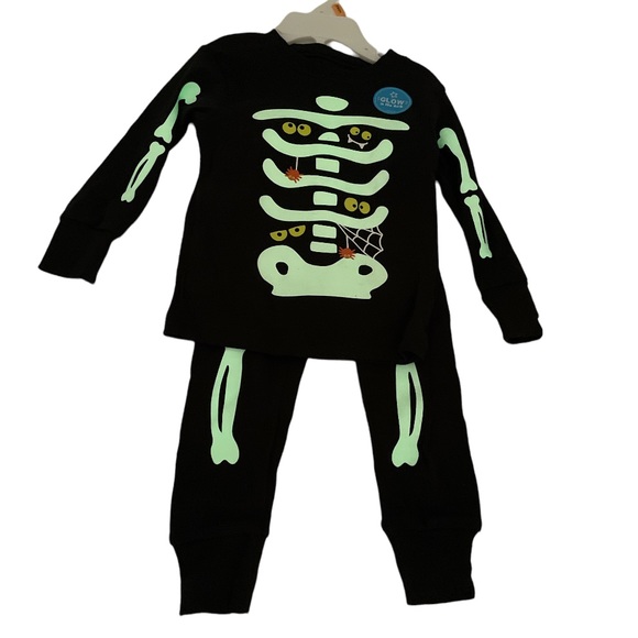 Carter’s Glow In The Dark Skeleton Pajamas Black Size 12 Months - Picture 3 of 9